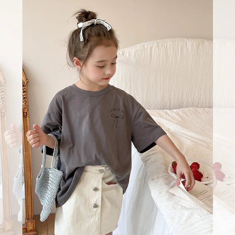 Ropa Infantil Niña Niños Camiseta de Manga Corta Ropa de Niña Verano Tops Ropa de Niños Ropa de Niño Ropa De Niña Ropa De Niño