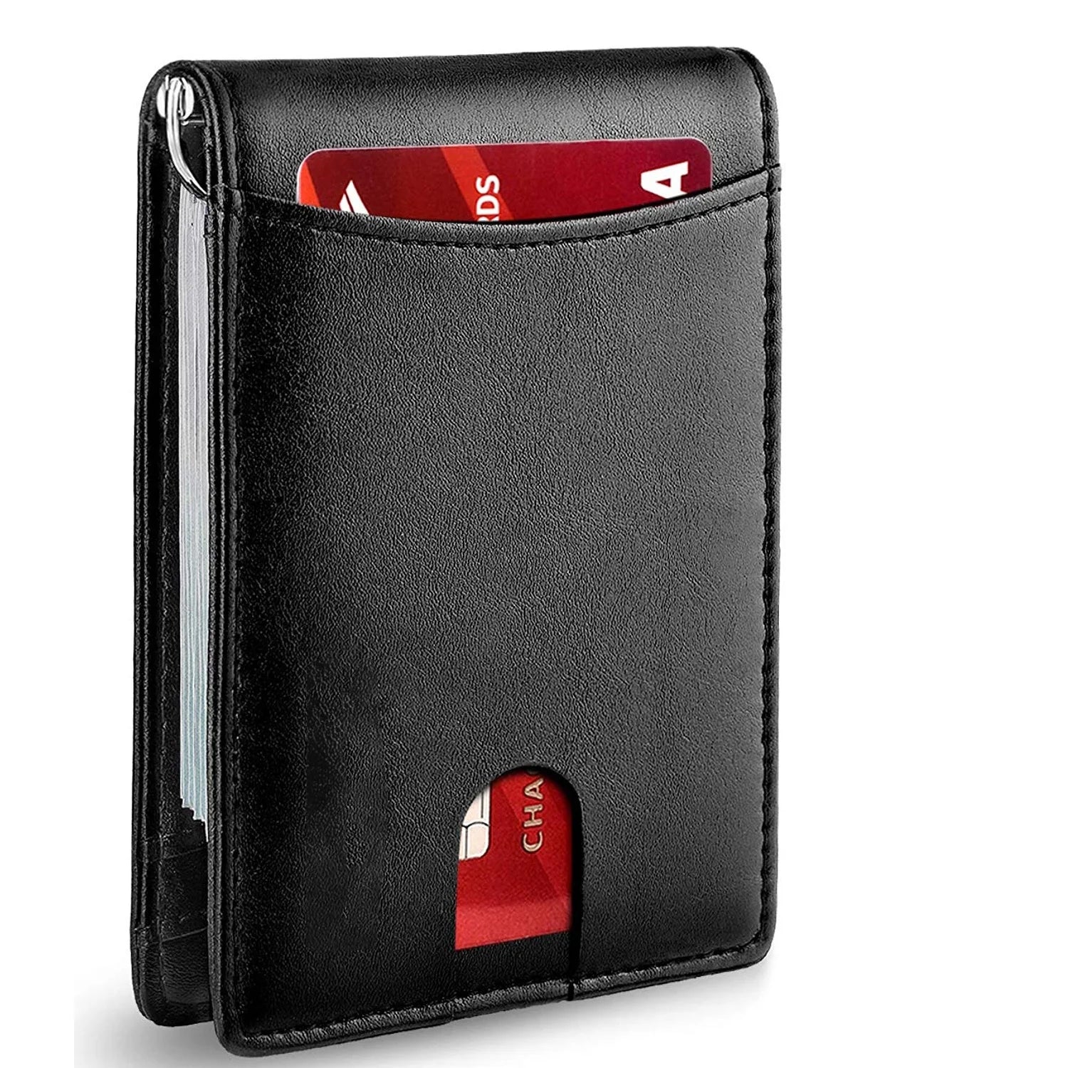 Carteras Delgadas para Hombre - Billetera de Cuero con Clip para Billetes para Hombre - Cartera Bifold RFID para Bolsillo Delantero - Tarjetero Minimalista