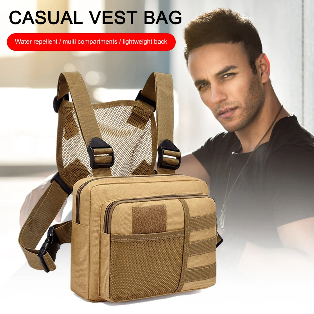 Chaleco Táctico Bolso Estilo Urbano Pechera Funcional Portátil de Oxford Multiusos Multibolsillos Impermeable para Correr Viajes