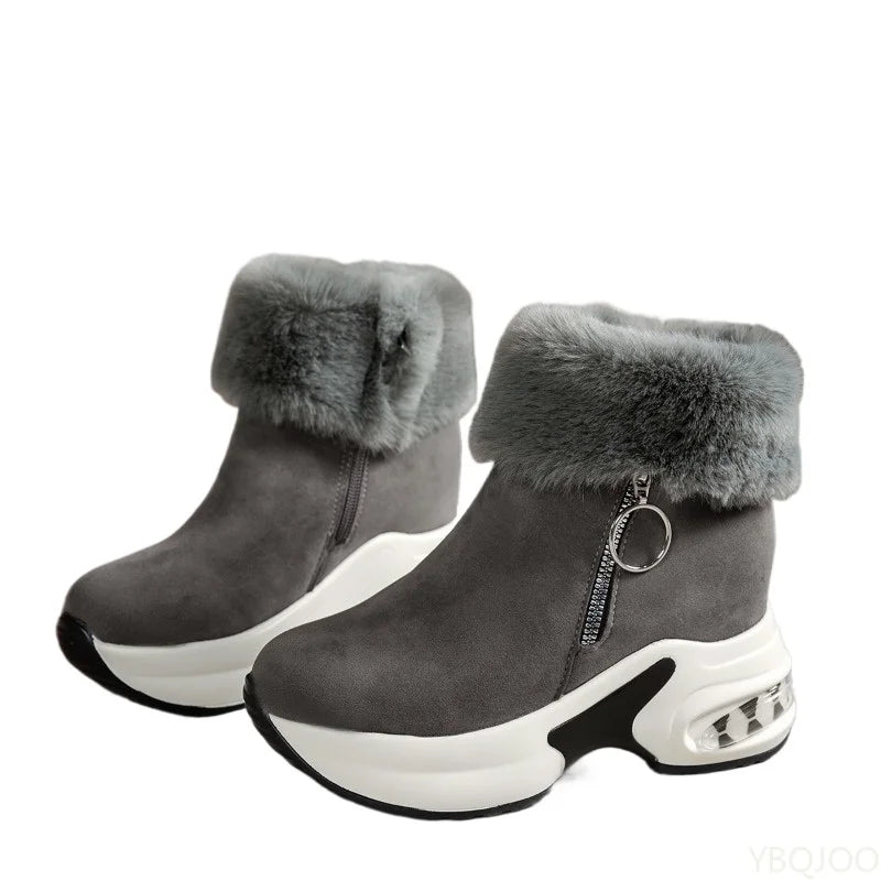 Bottes d'hiver confortables en coton pour femmes, nouvelles bottes de sport et de loisirs avec talon incliné, semelle épaisse, antidérapantes et résistantes à l'usure