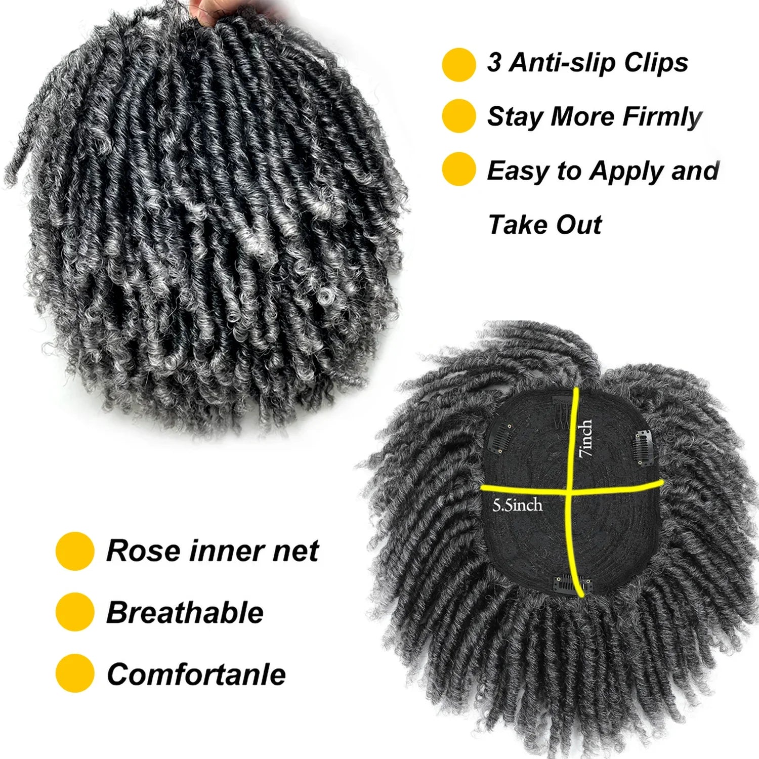6 Inch Short Dreadlock Wigs Synthetic Braided Half Wig Short Hairpieces Hair Toupee Afro Wigs for Men Black Women