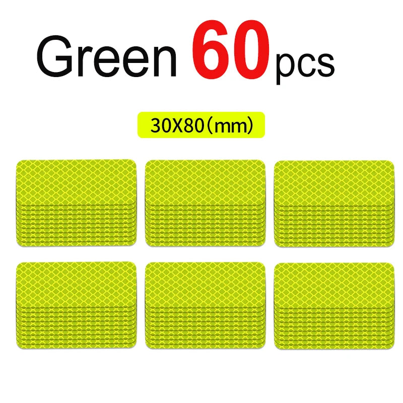 10~60pcs Bicycle Reflective Stickers Secure 30x80mm Warning Strip Car Motorcyle Night Saftety Mark Bicycle Rim Frame Reflector