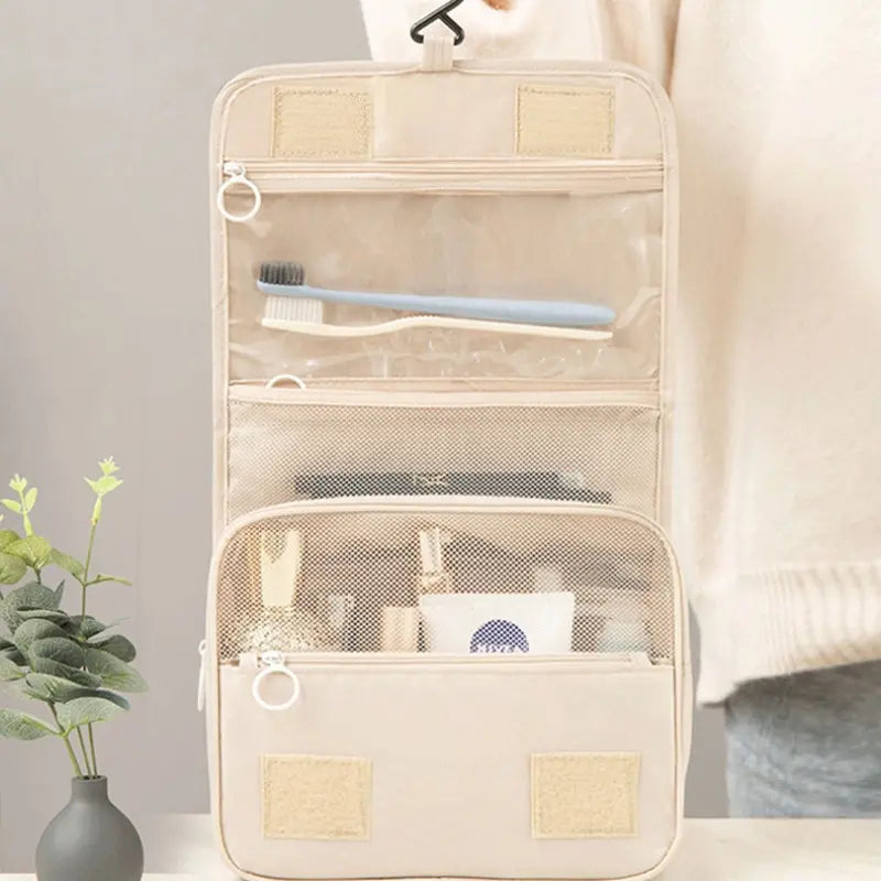 Bolsa de Maquillaje de Viaje, Neceser Organizador de Cosméticos, Impermeable, para Baño, con Gancho, Bolsa de Aseo de Alta Calidad para Mujer
