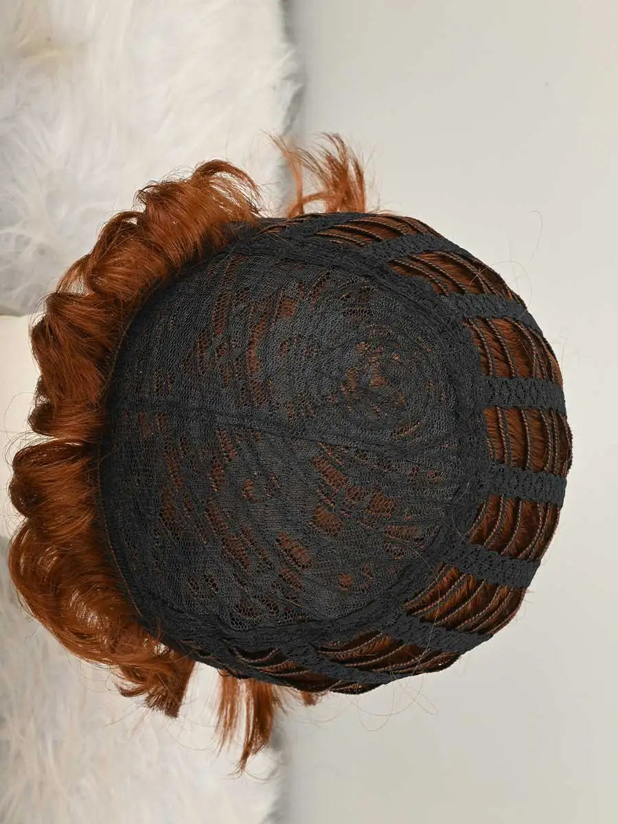Short Pixie Wigs forWomen Auburn ShortWigs Wig Pixie Cut Wigsfor Short Hair WigLayered for Women Short Red Curly Wigs with Bangs for Women, Natural Wavy Synthetic Hair, Fluffy Pixie Cut, Layered Synthetic Wigs