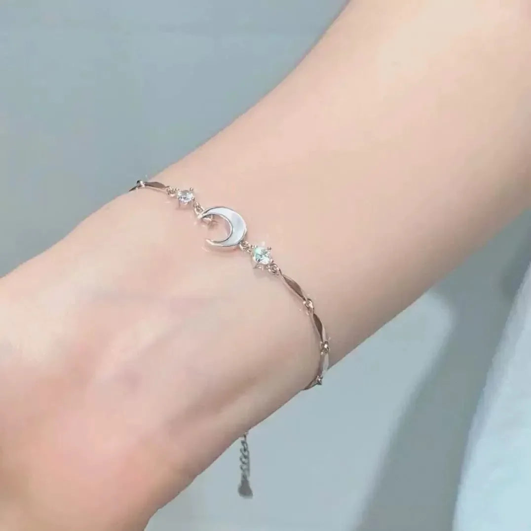 Fashion Elegant Crystal Flowers Bracelet For Women Sweet Girls Moon Cherry Blossom Bow Zircon Bracelets Luxury Designer Jewelry