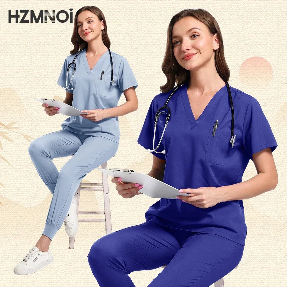 Workwear Nurse Uniform Tops+Straight Pants Medical Nursing Uniform Women Men Pet Shop Beauty Work Suit Doctor Surgery Scrubs Set