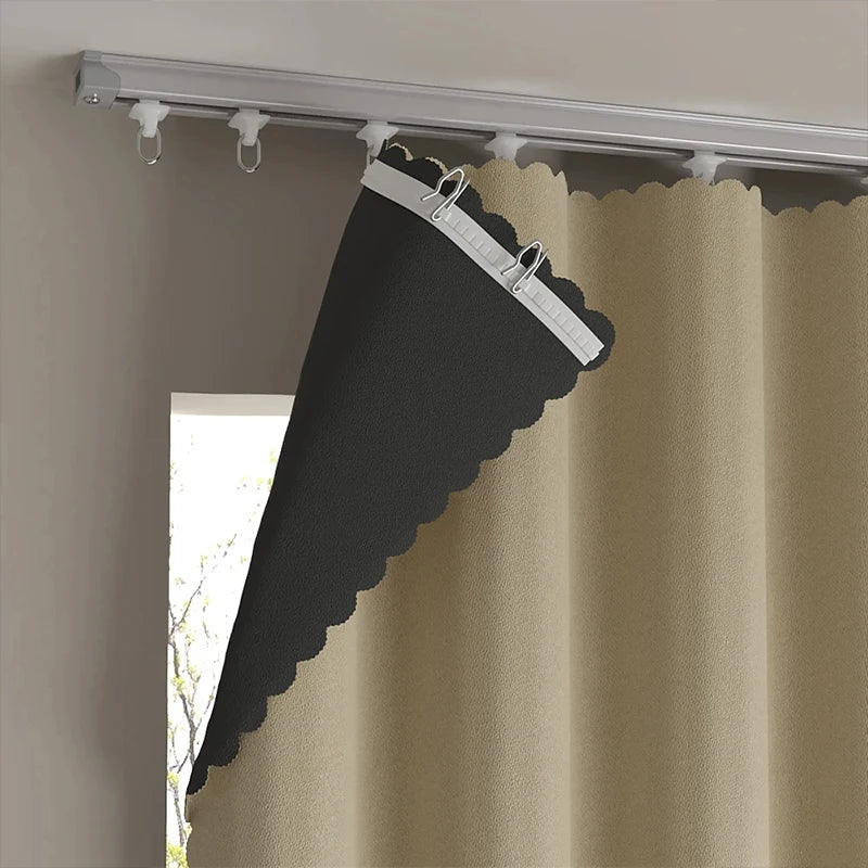 NUEVAS Cortinas Opacas Completas Bloqueo de Calor Protección Solar Salón Dormitorio Cortina de Gancho Persianas de Color Sólido Cortinas de Alto Sombreado