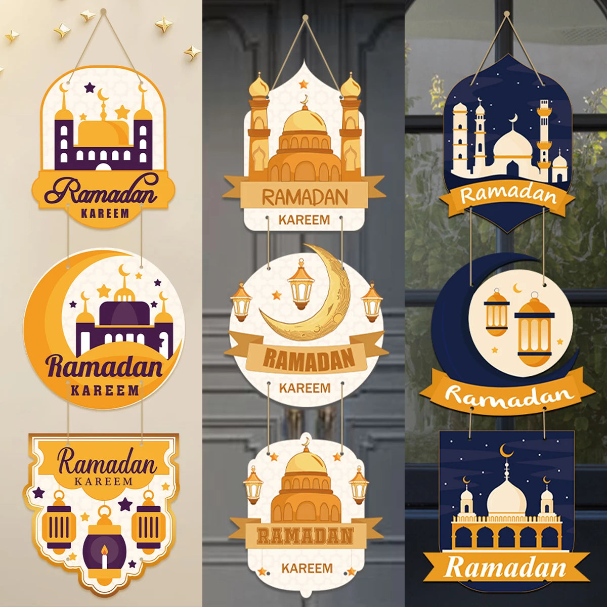EID Mubarak Decorations Door Hanging Ramadan Decor for Home Door Hanging Ramadan Kareem Islamic Muslim Party Eid Al Adha