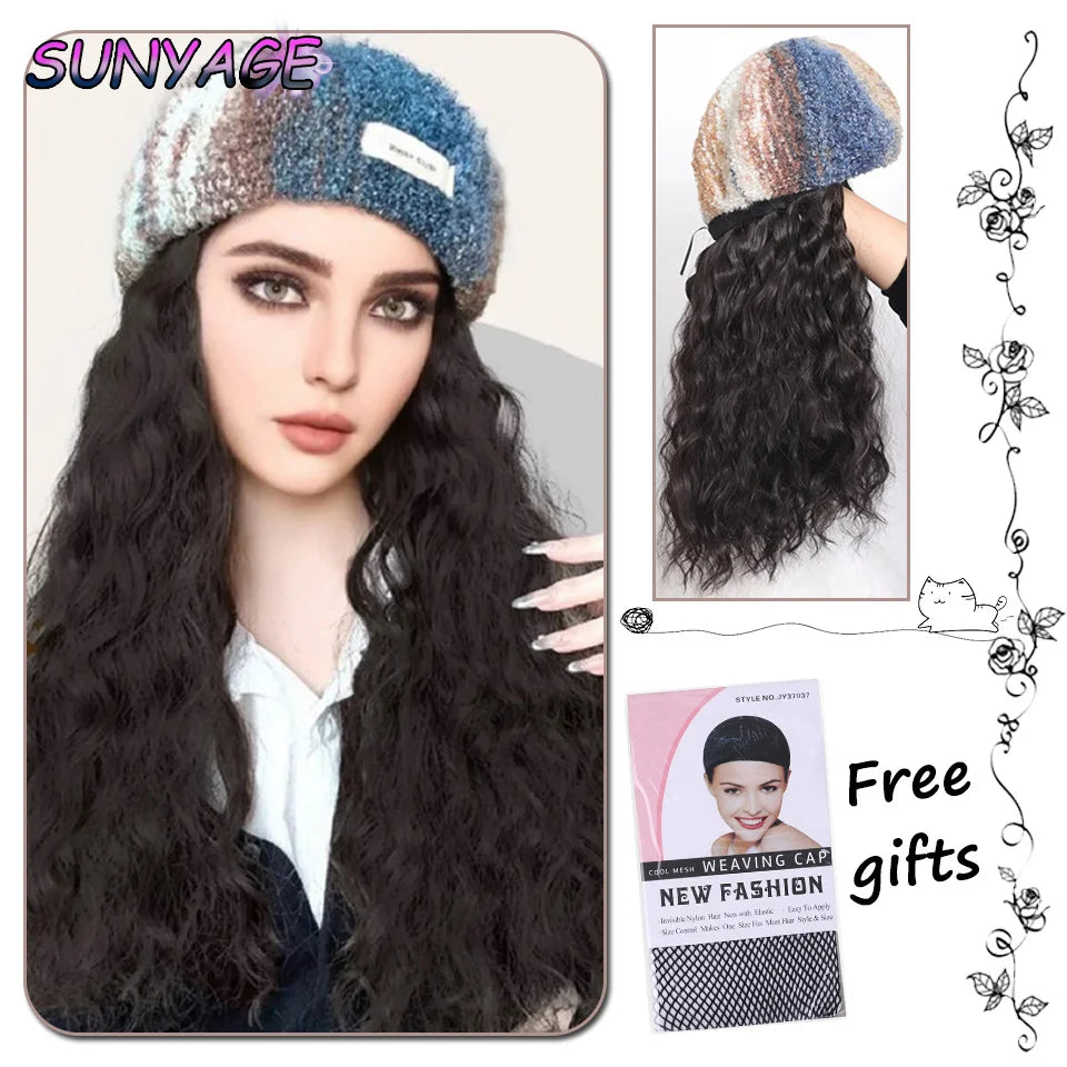 Gorro con peluca y extensión de cabello