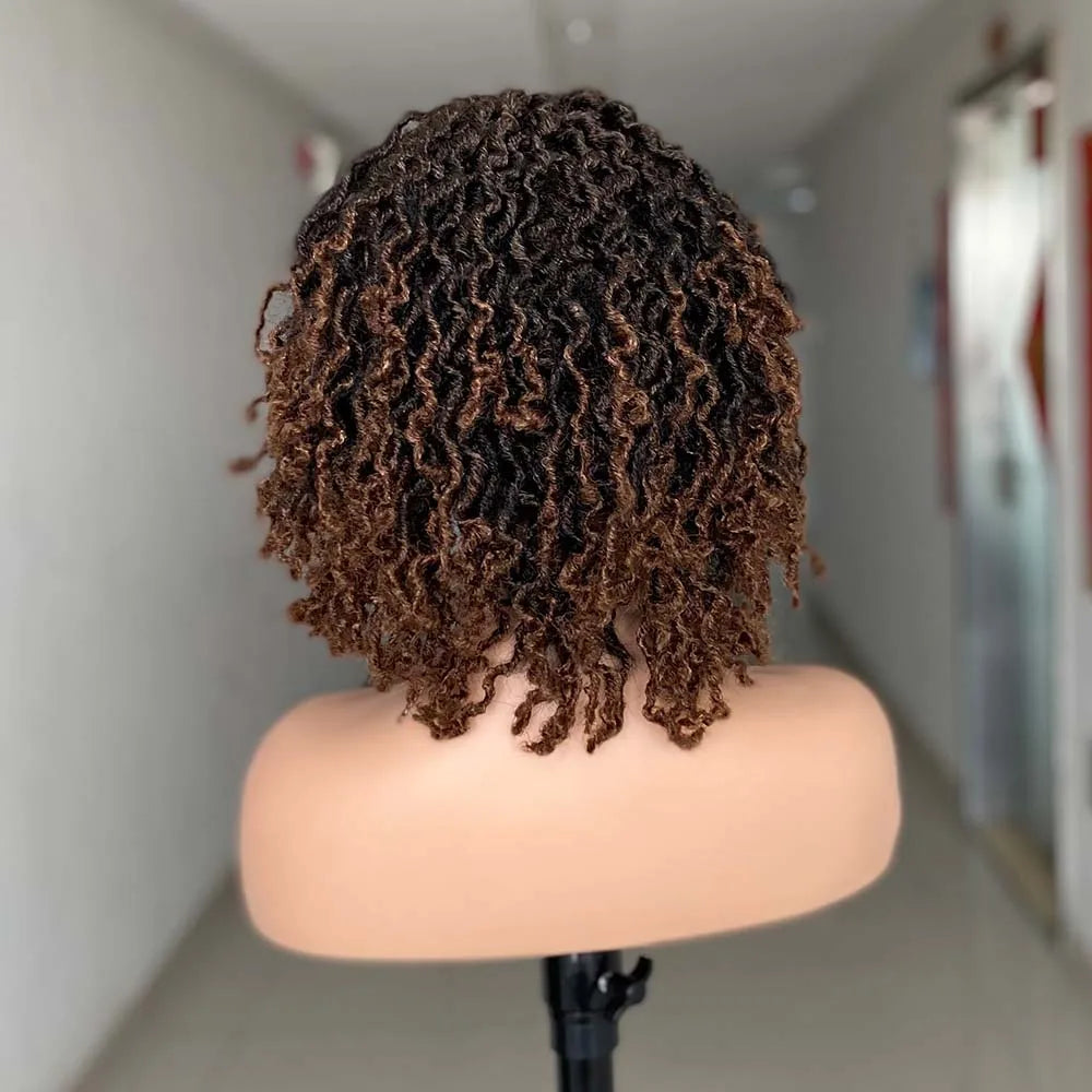 Pelucas cortas trenzadas para mujeres negras, pelucas cortas de rastas, trenzas afro, cabello sintético rizado, pelucas Nu Faux Locs para mujeres negras