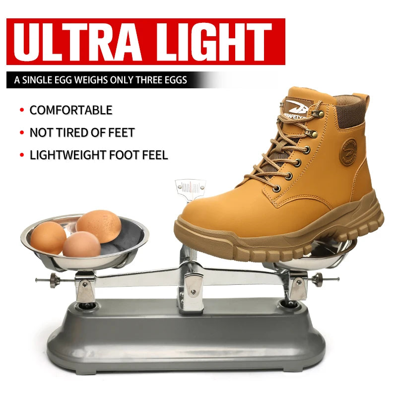Zapatos de seguridad con puntera de acero para hombres y mujeres, ligeros, anticaída, zapatillas con puntera de acero, botas de trabajo indestructibles, calzado de seguridad para construcción