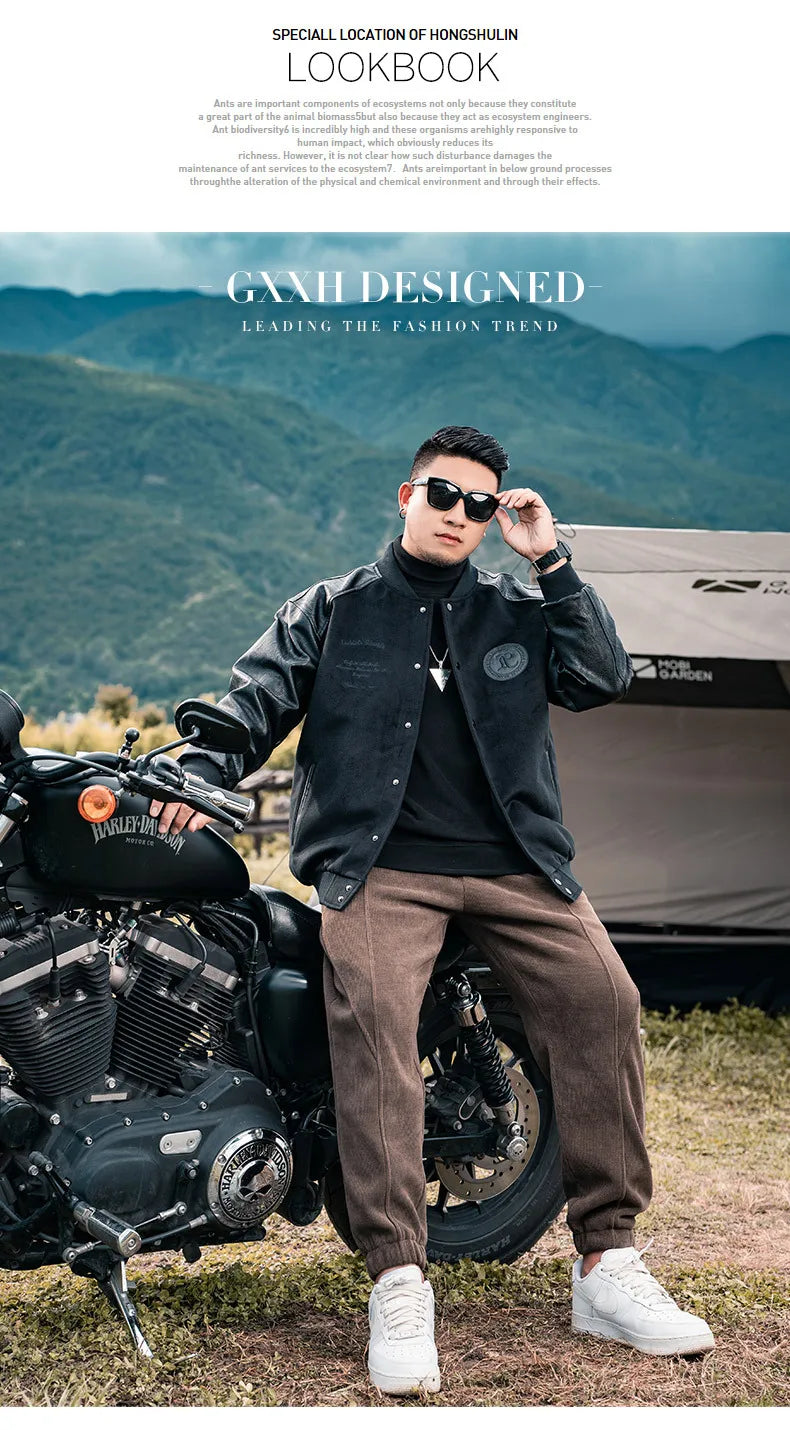 Men's Baseball Jacket, Plus Size, Loose, Spliced Cotton, Basic Mass Jackets, Autumn And Winter American Jacket, 7XL