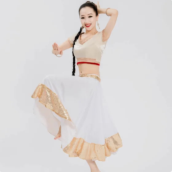 Danza india Mujer Phnom Penh Falda corta a media pierna para actuación