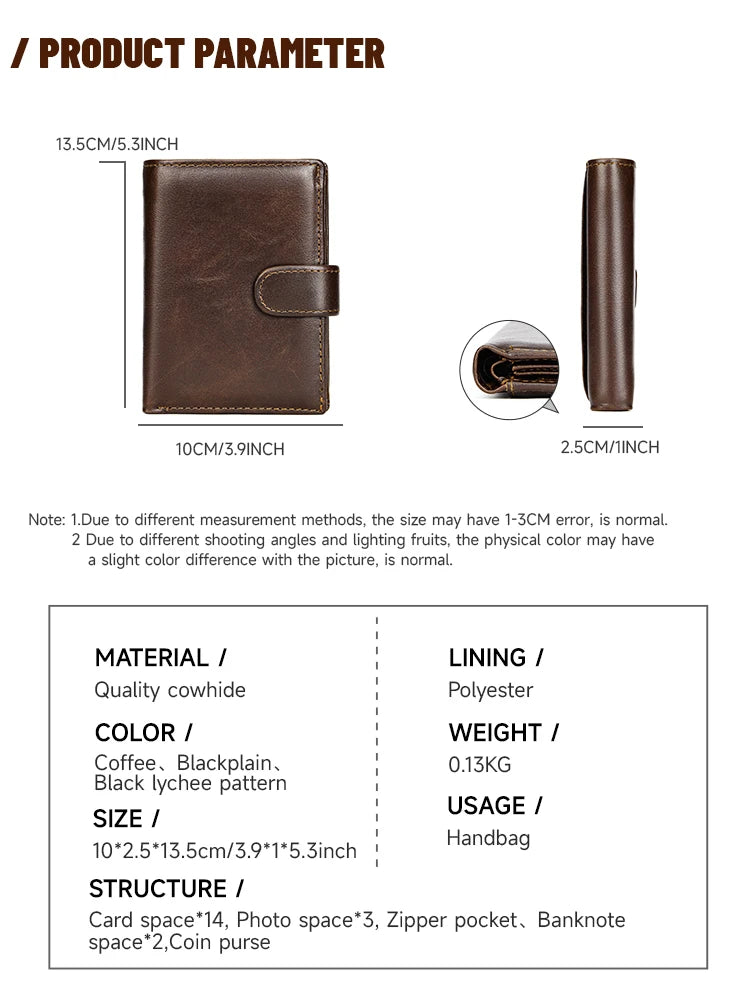 WESTAL Leather Men's Wallet Wallet Trend Multi-Functional First Layer Cowhide Premium Passport Wallet