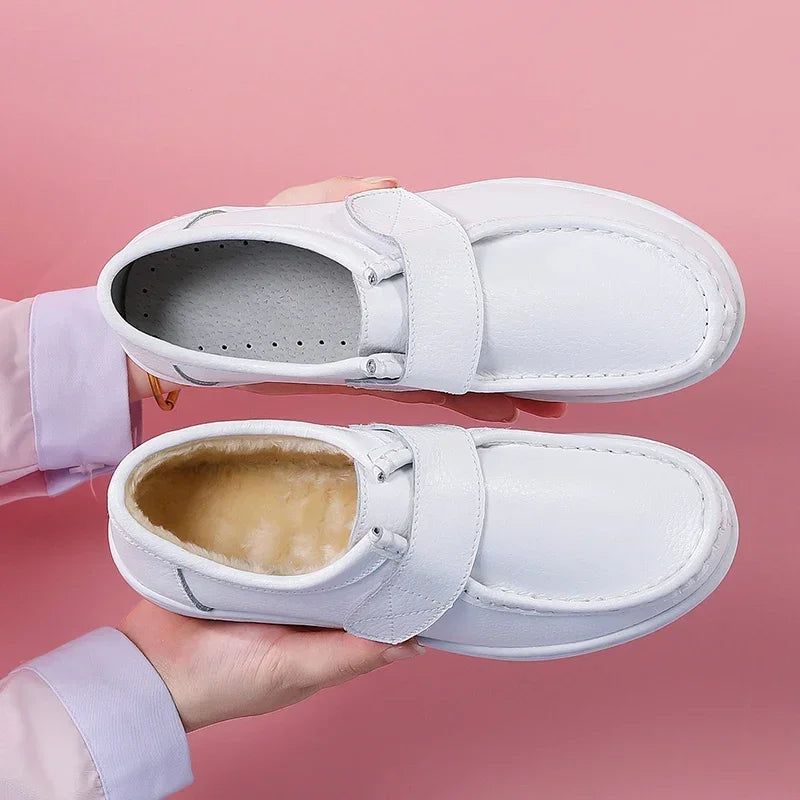 Women Platform Wedges Casual White Shoes Soft Nurse Work Shoes Hollow Out Breathable Comfort Non-slip Nursing Shoes