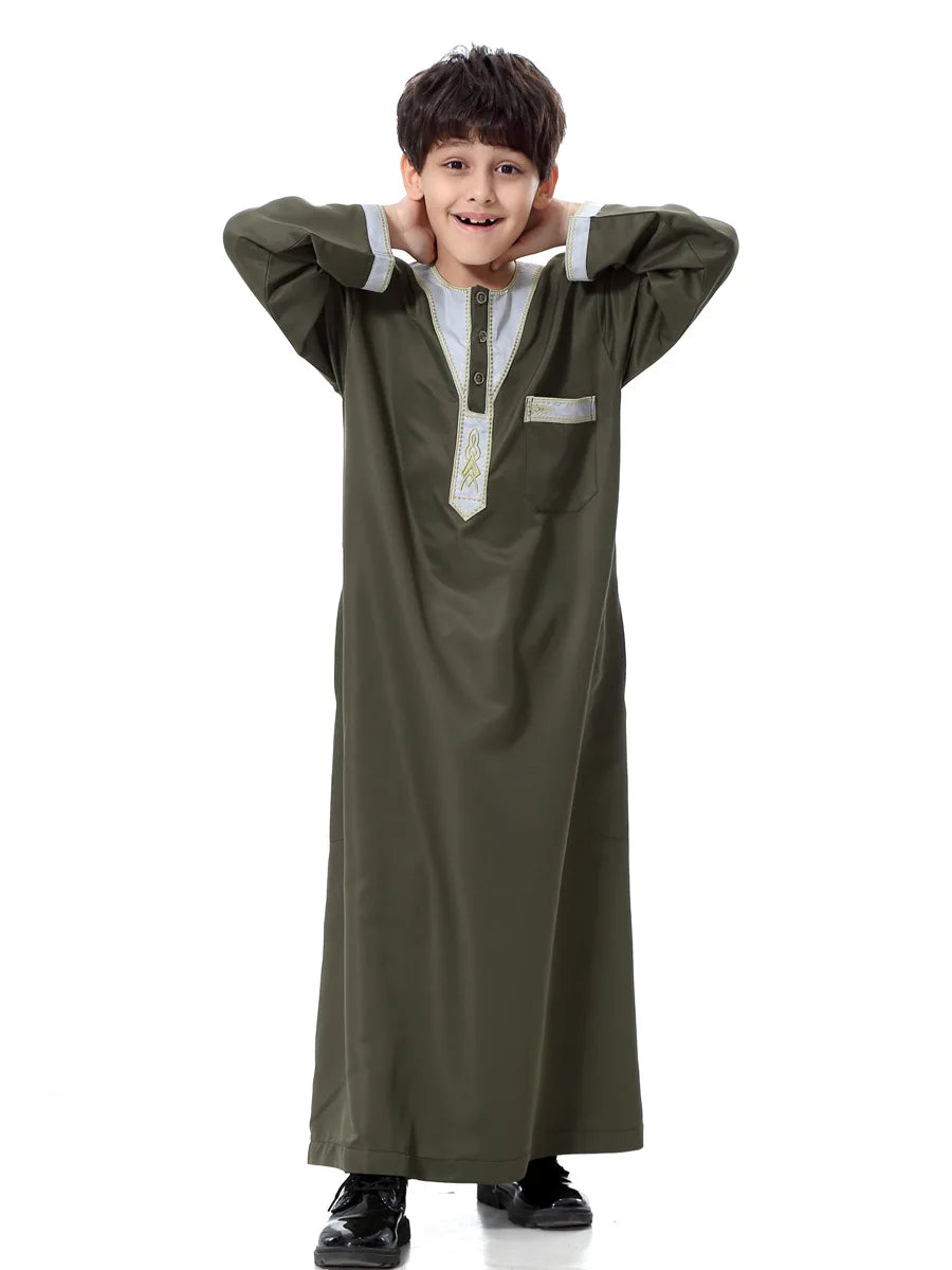 2025 Fashion Muslim Teenager Clothing Islam Men Summer Winter Eid Ramadan Prayer High Quality Elengance Party Boy's Robe Caftan