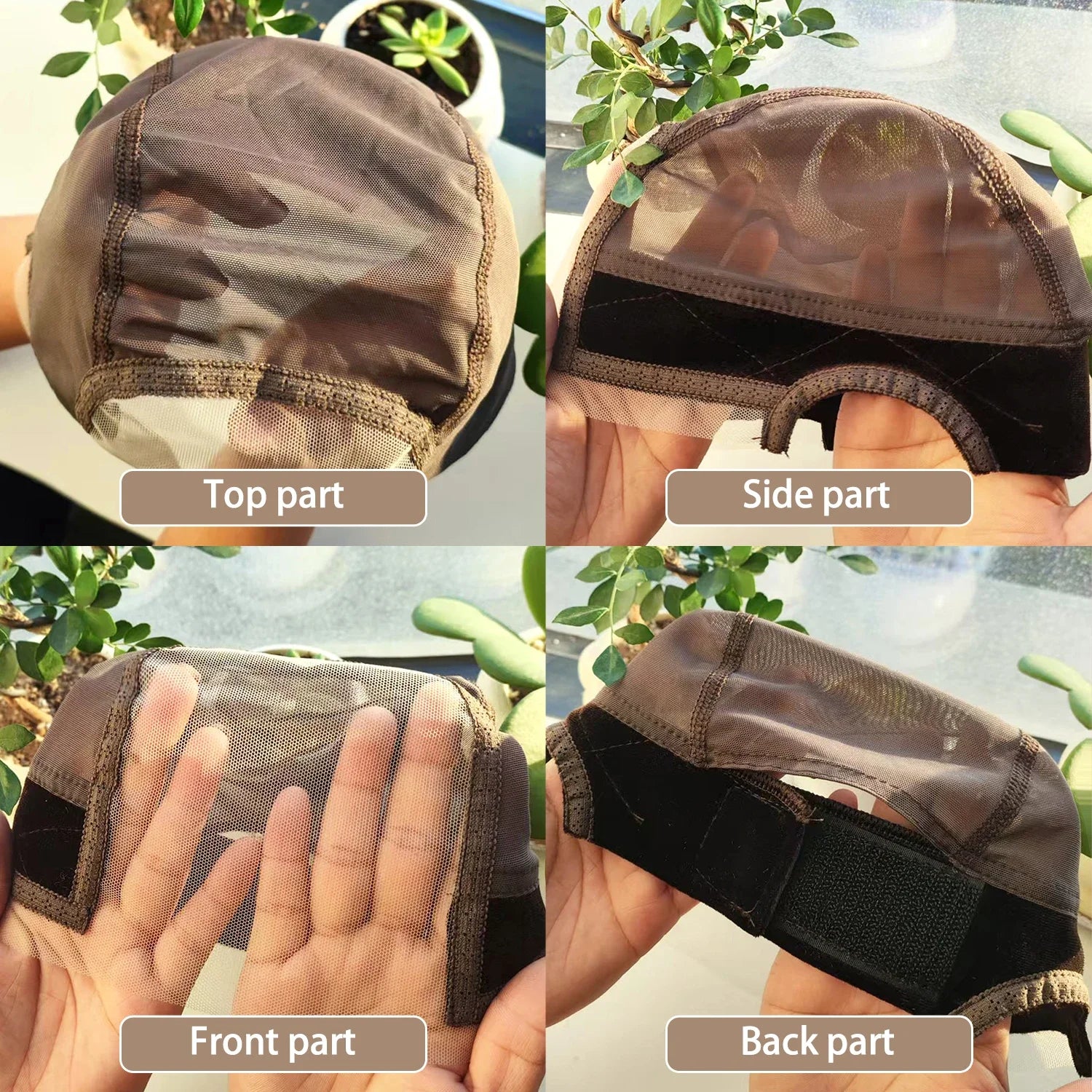 Gorro para peluca con banda de agarre para mantener las pelucas en su sitio, encaje transparente más ancho y completo para pelucas con encaje frontal