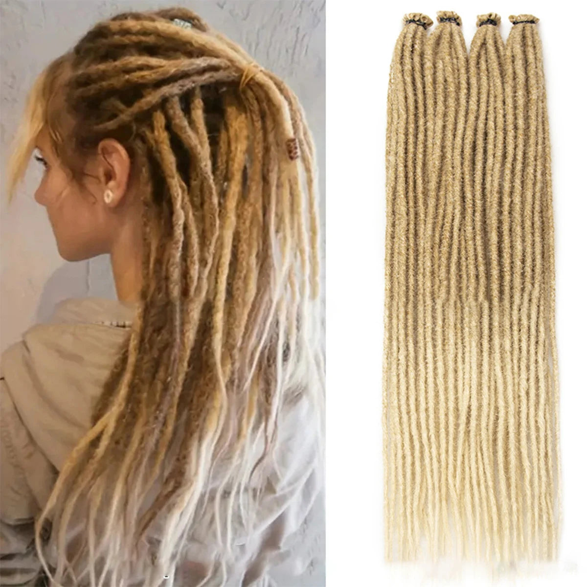 24" synthetic braid extension 10 strands/pack  Artificial Locs crochet hair female hippie style African black reggae braid wig