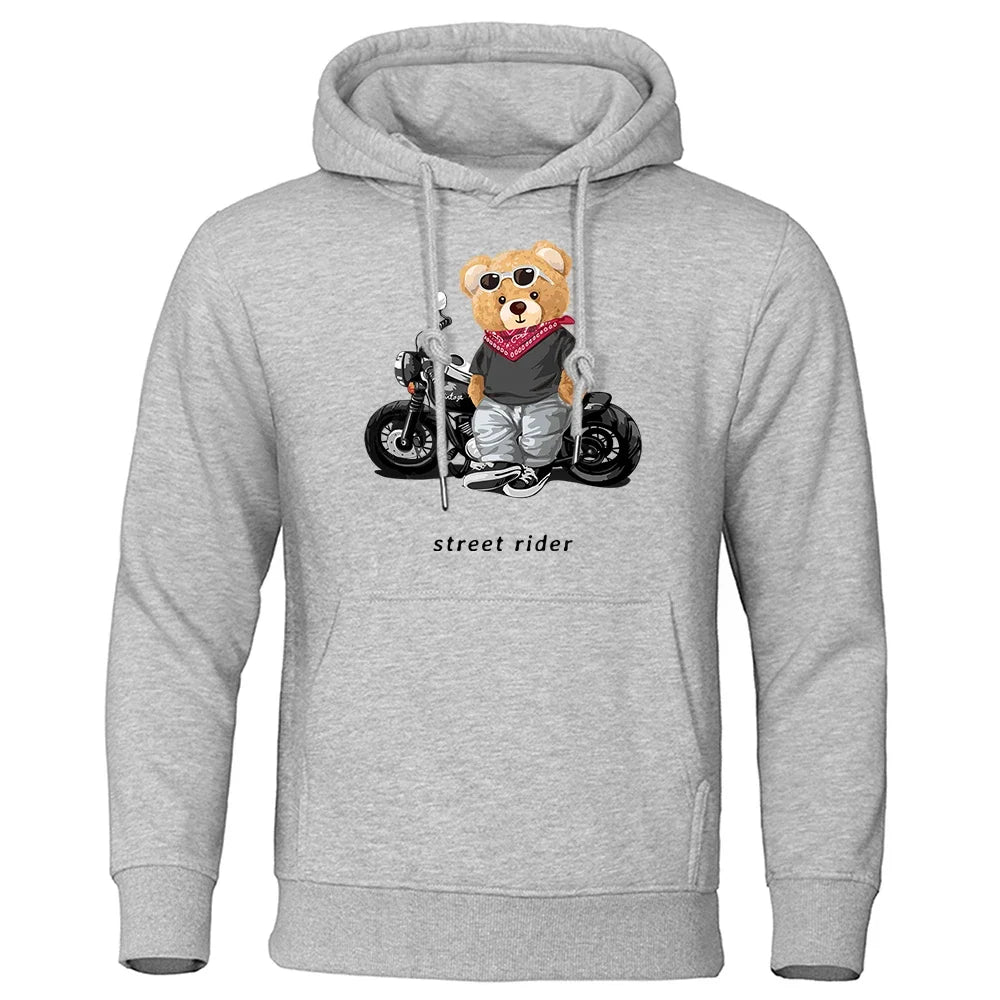 Men's Teddy Bear Hooded Sweatshirt, Super Big Hat Sweatshirt, Casual, Loose, Personalized, Fun, Suitable for Motorcycle Riders