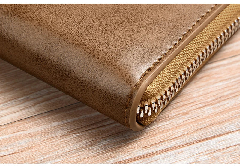 Cartera de Hombre Piel Tarjetero de Negocios Cartera con Cremallera Lujosas Carteras para Hombre Protección RFID Monederos Cartera Masculina de Lujo