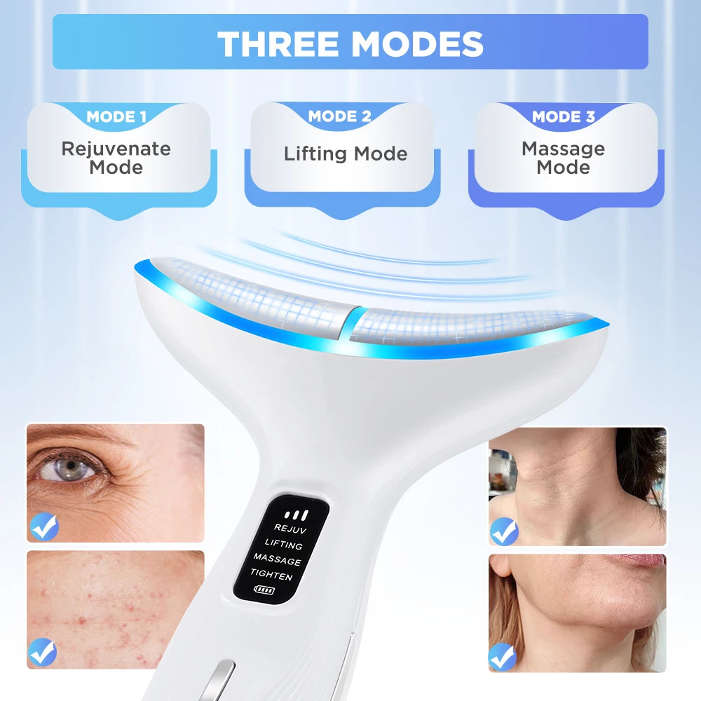 Neck Face Beauty Machine Lifting 3/7 Light Therapy Facial Massager Skin Tightening & Rejuvenation Wrinkle Double Chin Removal