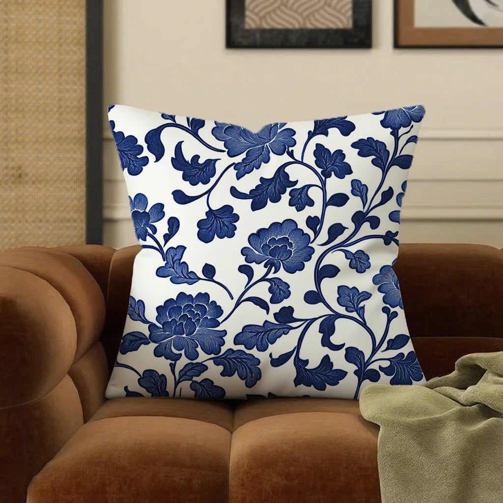 Blue floral pillowcases for a warm home atmosphereSuitable for sofa car bedroom decorative cushion cover pillow cover