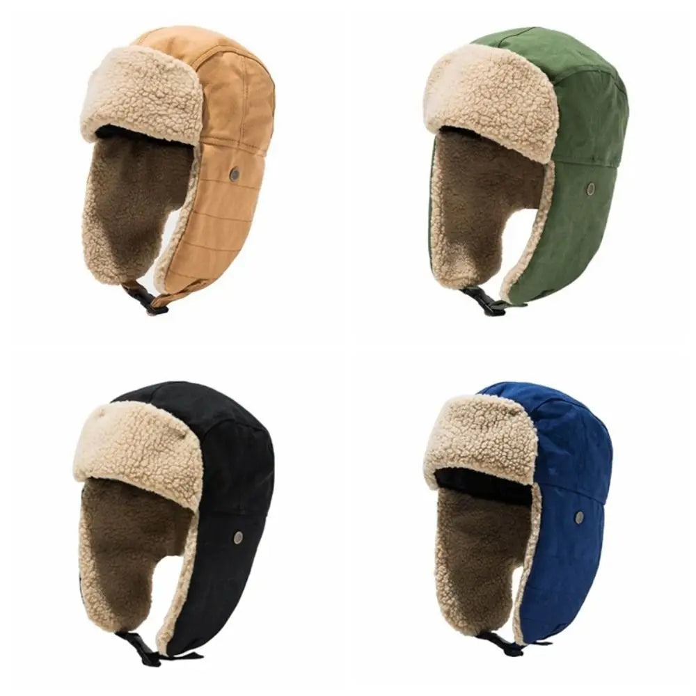 Simple Fleece Ear Protective Hat Windproof Thickened Earflap Hat Keep Warm Korean Style Lei Feng Cap Daily