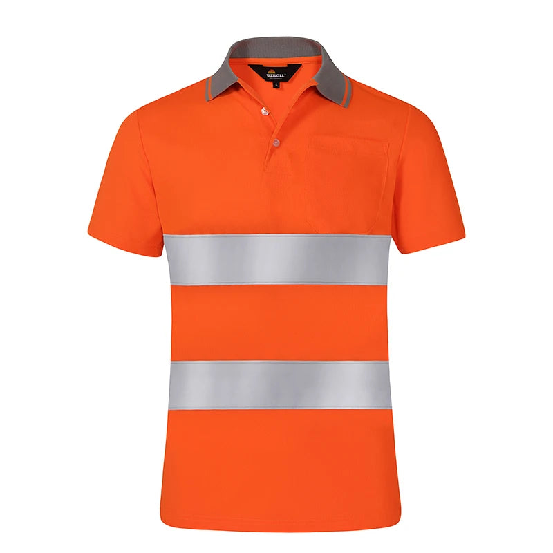 High Visibility Shirts for Work Short Sleeve Breathable Two Tone Workwear Polo Reflective Uniform T-shirt for Men Construction