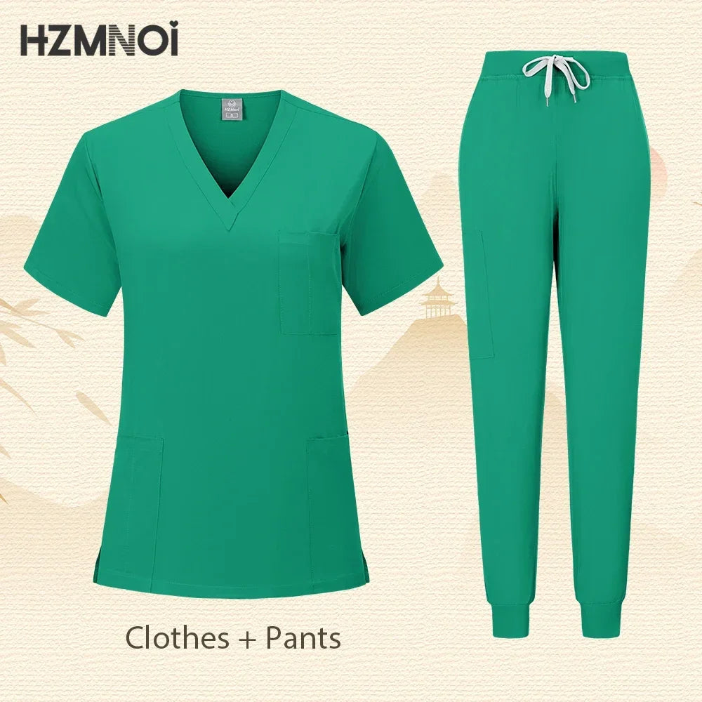 Workwear Nurse Uniform Tops+Straight Pants Medical Nursing Uniform Women Men Pet Shop Beauty Work Suit Doctor Surgery Scrubs Set