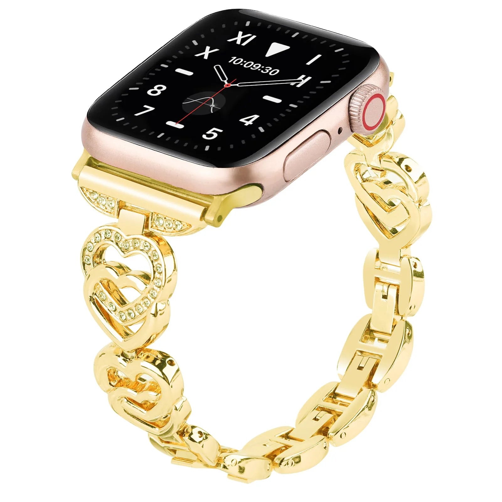 Diamond Heart Strap for Apple Watch band 40mm 44mm 38mm 45mm 41mm 49mm 42mm Metal Bracelet iWatch series se 7 6 3 5 Ultra 2 8 9