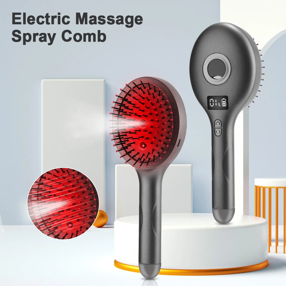 Electric Head Massager for Hair Growth 630nm Red Light Massage Comb Scalp Essential Applicator Anti-hair Loss Spray Hair Brush