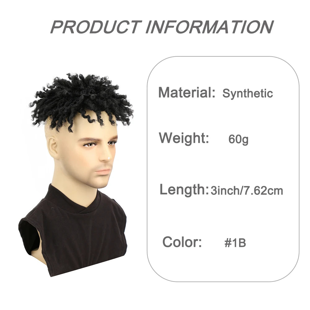 Saisity Synthetic Short Dreadlocks Hair Medium Wigs Topper Natural for African Men in Daily Life