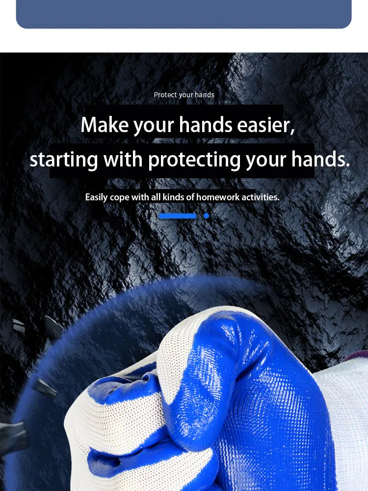 3 Pairs Of Non-slip Wear-resistant Breathable Nitrile Gloves Industrial Labor Building Construction Safety Non-slip Work Gloves
