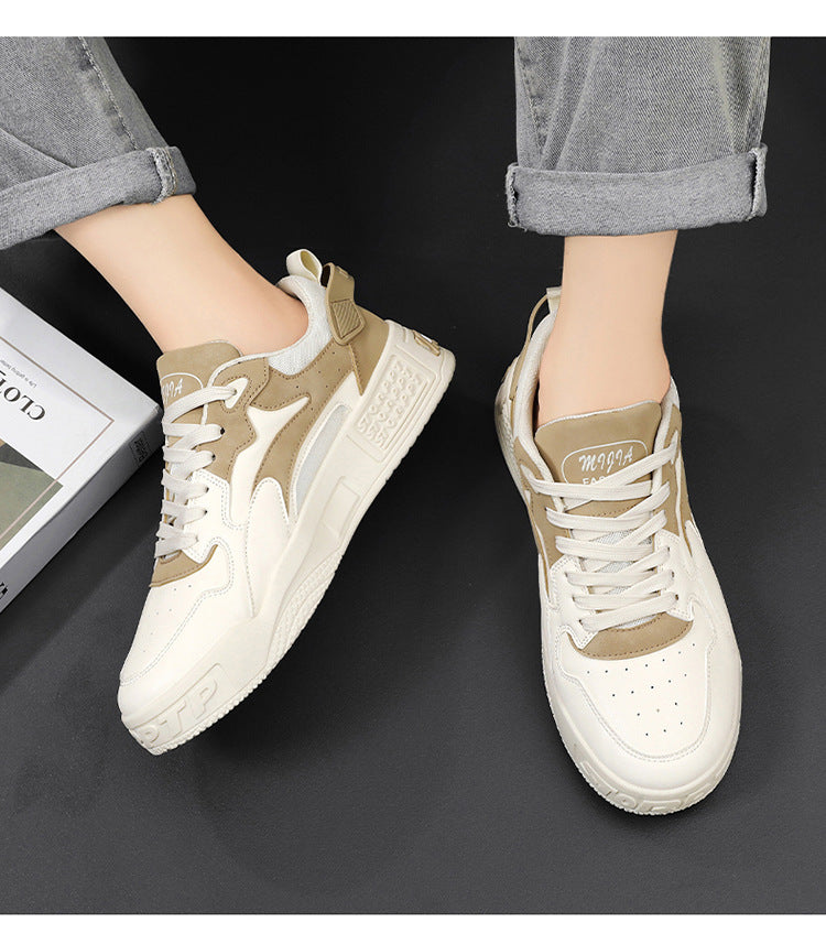 Zapatillas de hombre de otoño Novedad, calzado de plataforma cómodo para hombre, tendencia 2023, zapatillas vulcanizadas con cordones, zapatillas casuales blancas