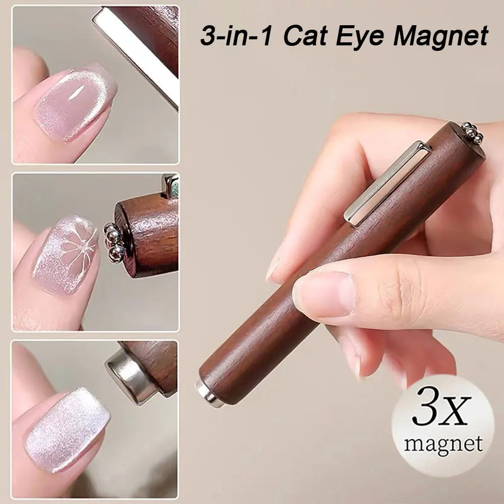 1/2 unidades 3D Ondulación de Agua Vórtice Francés Ojo de Gato Uñas Pluma Magnética Bola de Acero de Succión Imán Pluma Herramientas de Uñas Gel Esmalte de Uñas Magnético