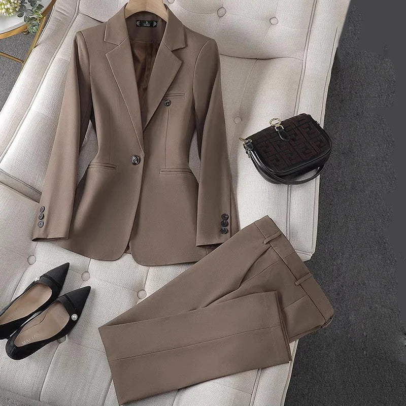 Elegant Suits for Women Spring and Autumn High-end Workplace Temperament Double-breasted Suit Trousers Suit Casual Business Set