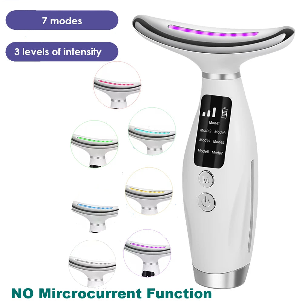 Neck Face Beauty Machine Lifting 3/7 Light Therapy Facial Massager Skin Tightening & Rejuvenation Wrinkle Double Chin Removal