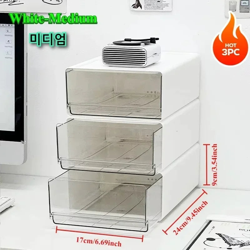 Desktop Organizer Drawer Makeup Storage Box Stationery Finishing Organizer Box Dormitory Desktop Organizer Cabinet  Dustproof