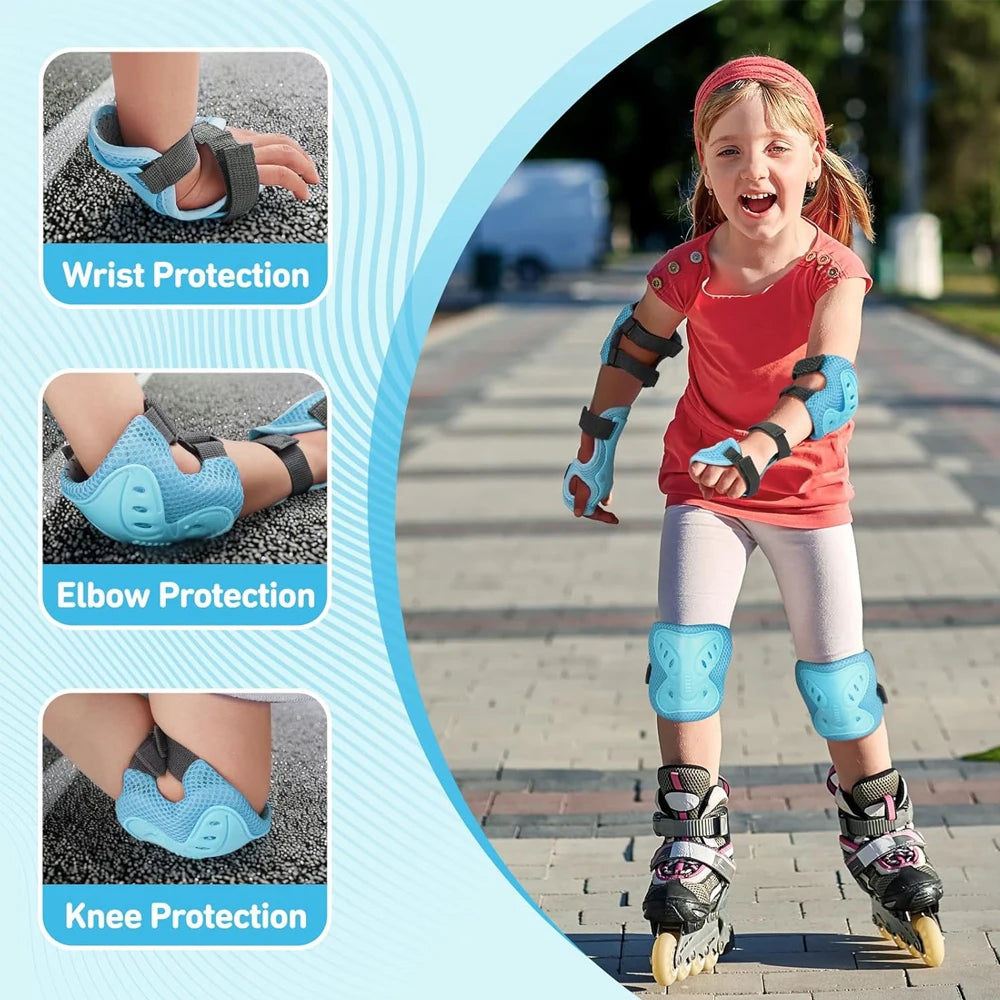 Juego de equipo de protección 6 en 1 para niños, rodilleras para niños de 3 a 10 años, rodilleras y coderas para niños pequeños con protectores de muñeca para patinar y andar en bicicleta