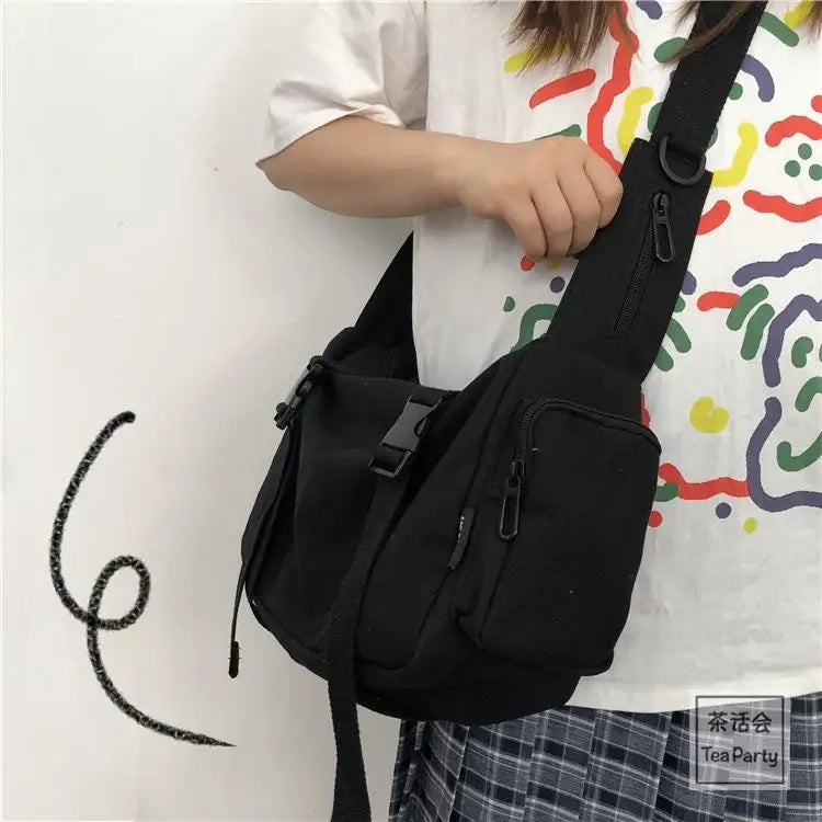 New Canvas Diagonal Cross Bag Youth Fashion Casual Version Ladies Large Capacity Shoulder Bag Solid Color Women Messenger Bags