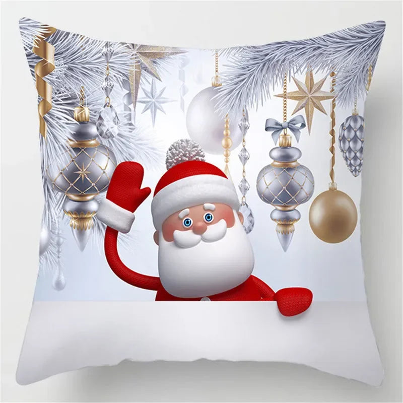 Merry Christmas Cushion Cover Christmas Decorations for Home 2021 Cristmas Ornament Noel Xmas Decor Navidad Happy New Year Gifts