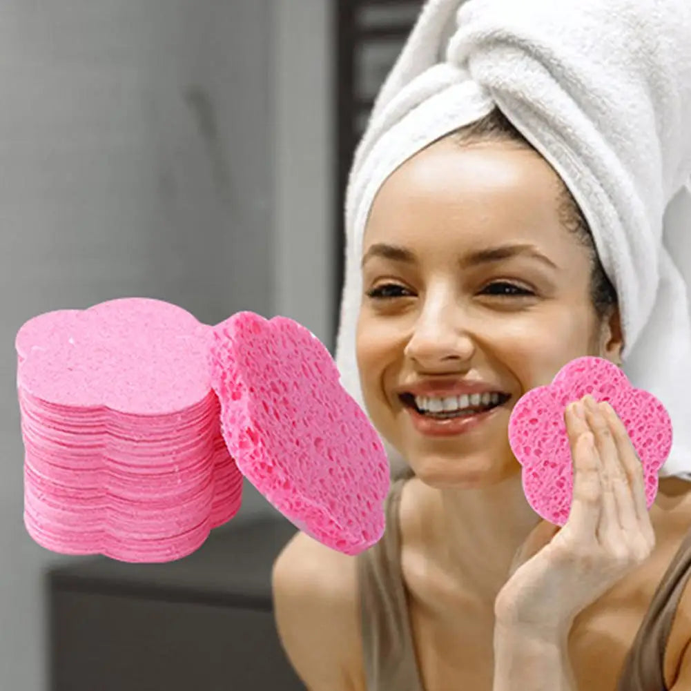 10 esponjas de fibra en forma de corazón, esponja de exfoliación facial, exfoliación de poros, masaje, maquillaje, limpieza facial natural B9D5
