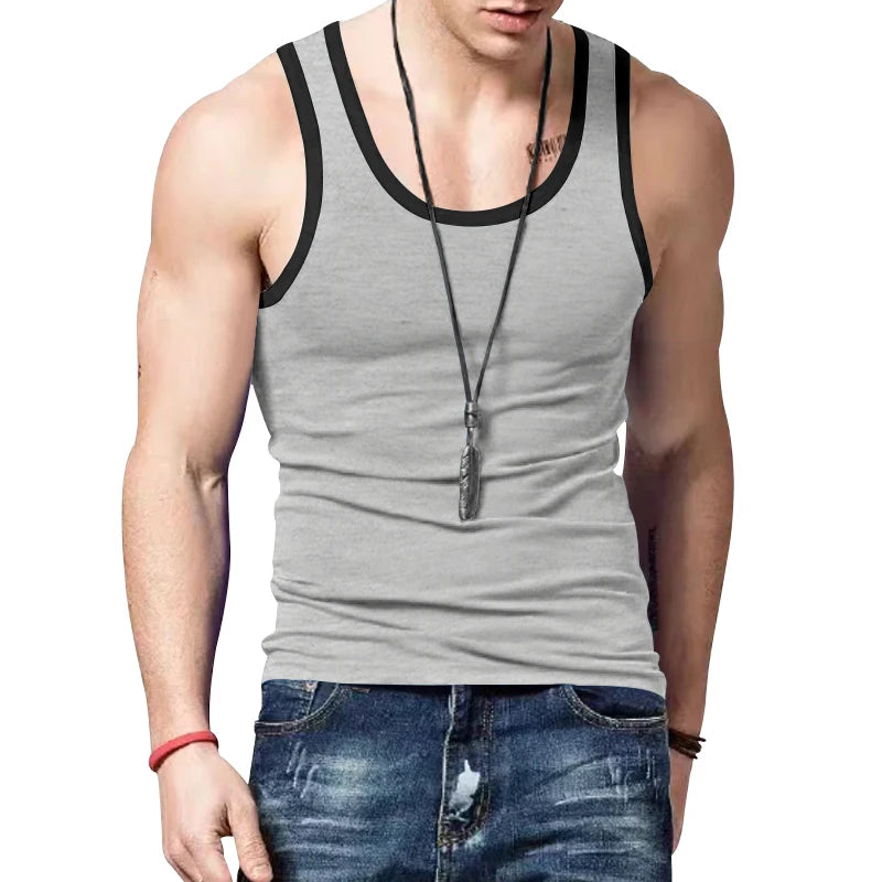 24 European and American cross-border new trendy American vests are worn inside slim casual sports men's summer base color-block