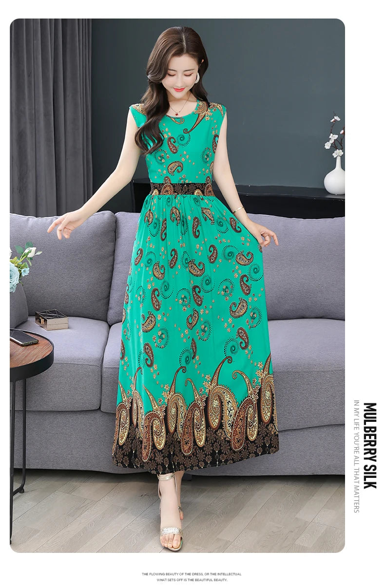 New Fashion  Summer Print Women Short Sleeve Cotton Plus Size Women Clothing Dress Ladies Large Size Vestidos dresses