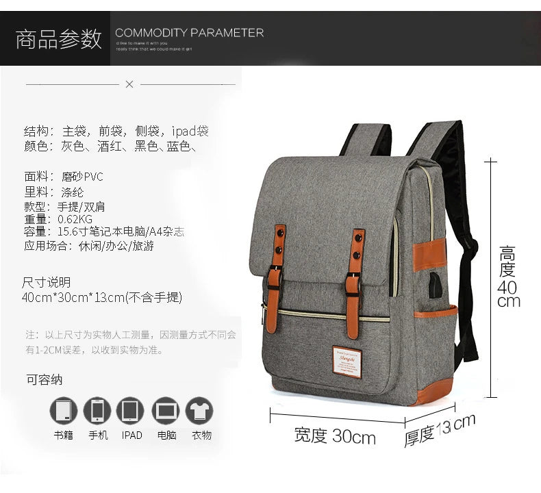 Backpack, Casual Large-Capacity Laptop Bag, Student School Bag, Multi-Functional Bag, Outdoor Travel Backpack, Unisex Bag
