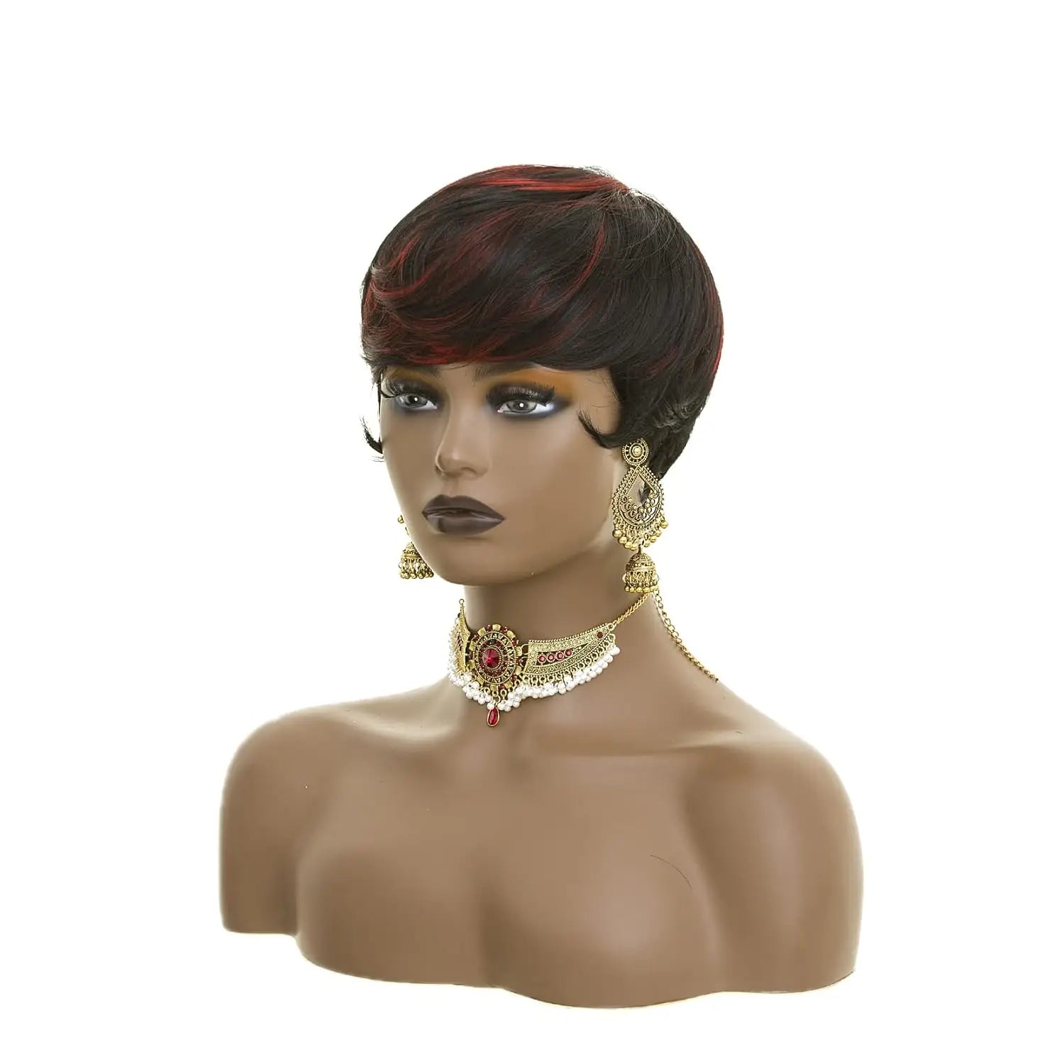 Short Wigs for Black Women Natural Straight Short Red Pixie Cut Wigs for Black Women Synthetic Short Pixie Wigs Ombre Black Mixe