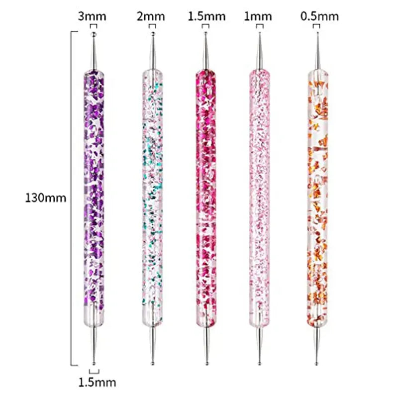 6/31Pcs Nail Art Brush Design Tip Painting Drawing Carving Dotting Pen FlatFan Liner Acrylic Gel UV Polish Manicure Tools