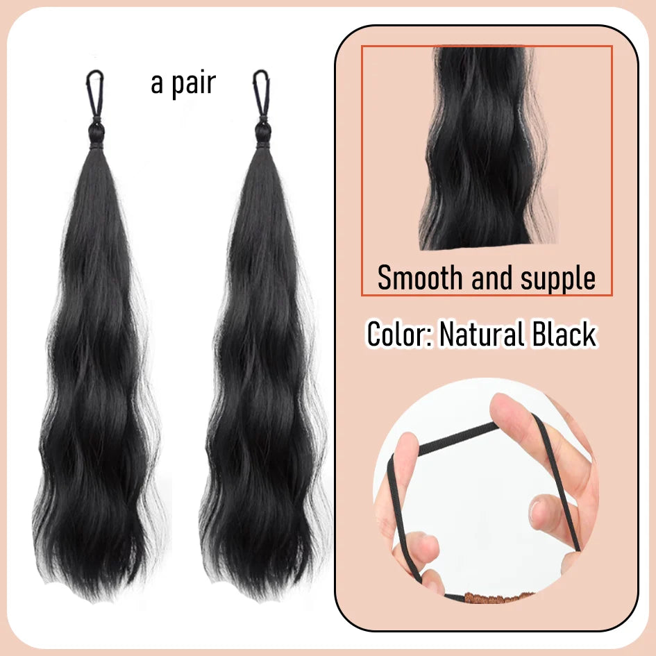 Synthetic 18 inch wig braid, children's self winding colorful ponytail, dopamine dye, meatball hair loop, ponytail braid, divine