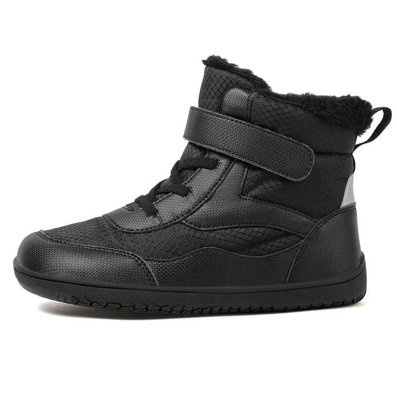 Boys Girls Winter Snow Boots Wide Toe Barefoot Insulated Waterproof Fur Lined Shoes for Kids Cold Weather Outdoor Sneakers