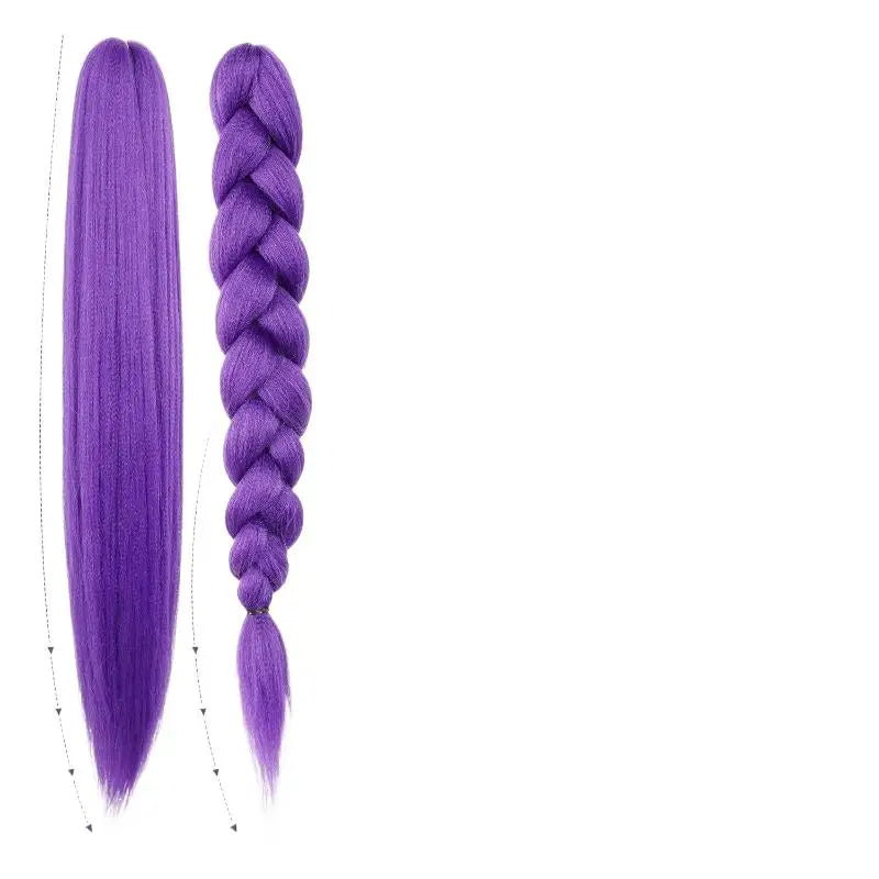 New 1Piece DIY 26inch Cosplay Wig KPOP Rumi Long Purple Braided Dress Up Accessories Ponytail Braid Heat Resistant Synthetic Wig